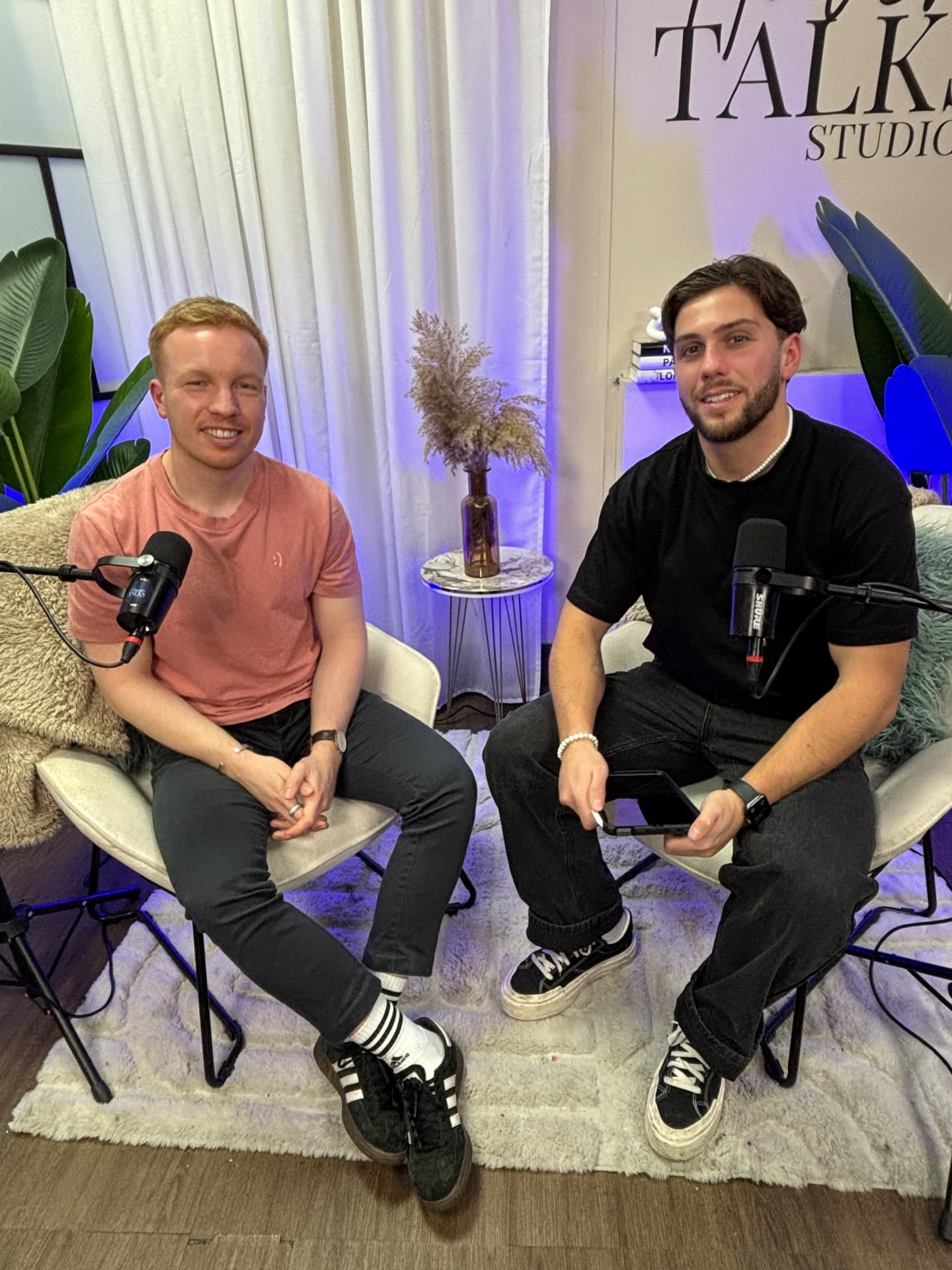 Luke Alfano recording a Too Young To Grieve episode with a guest