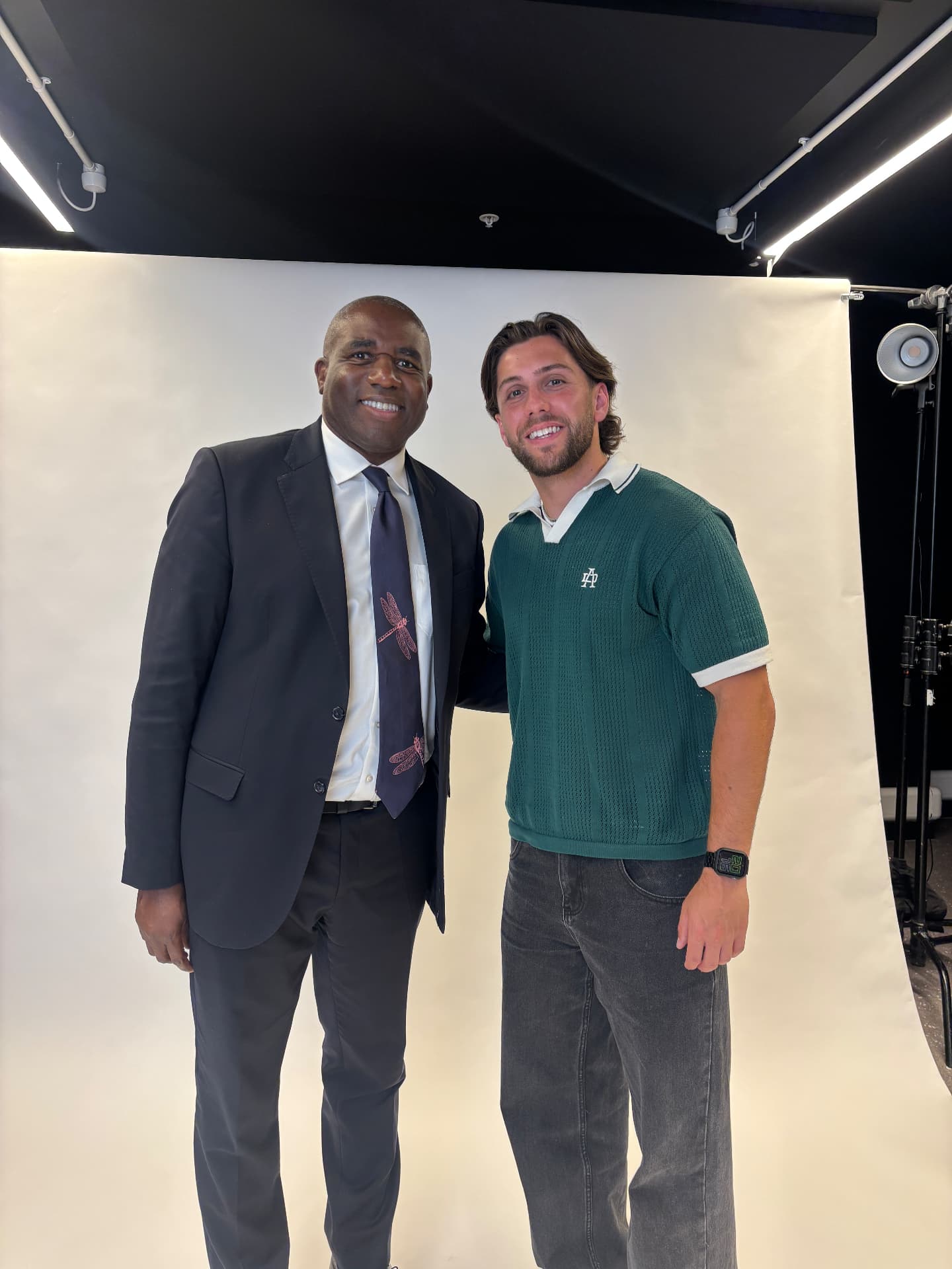 Luke Alfano with a guest after an interview